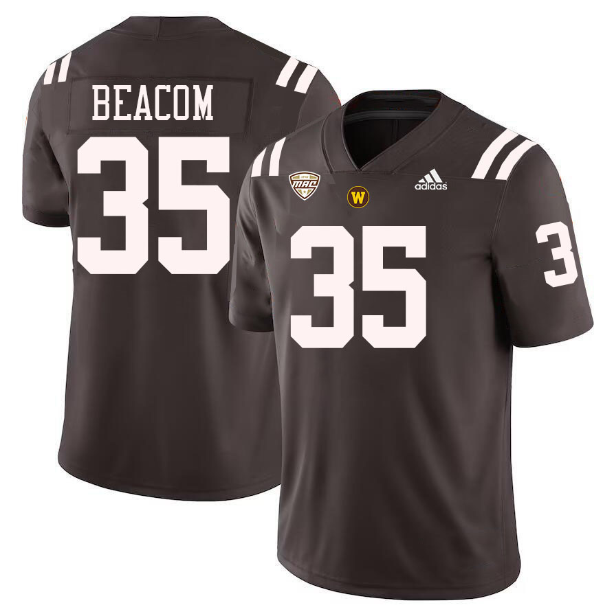 #35 Anthony Beacom Western Michigan Broncos College Football Jerseys Stitched-Brown